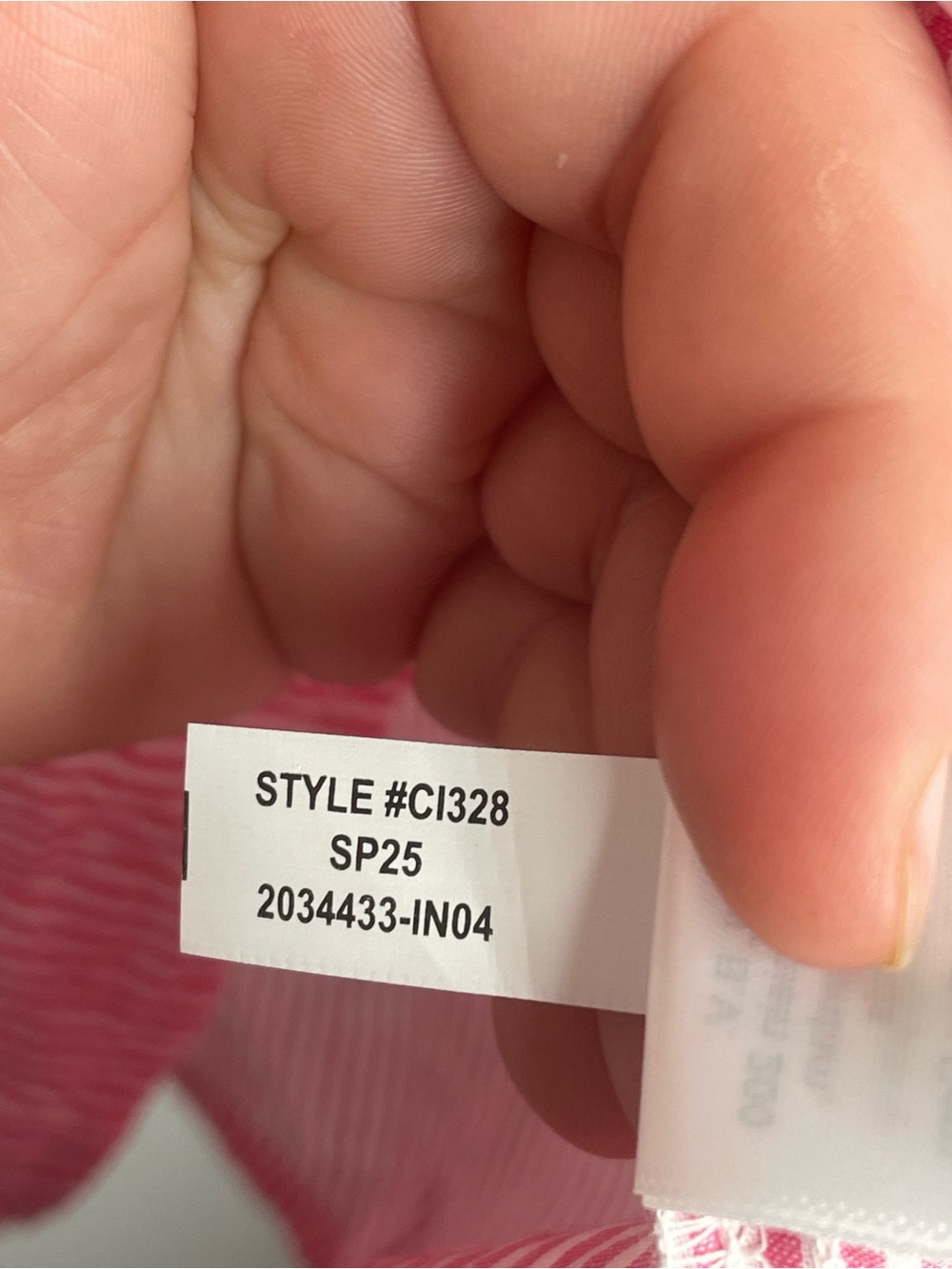 J. Crew Striped Flutter Sleeve Top CI328 Beach Coastal Vacation Pink/White L - Picture 11 of 11